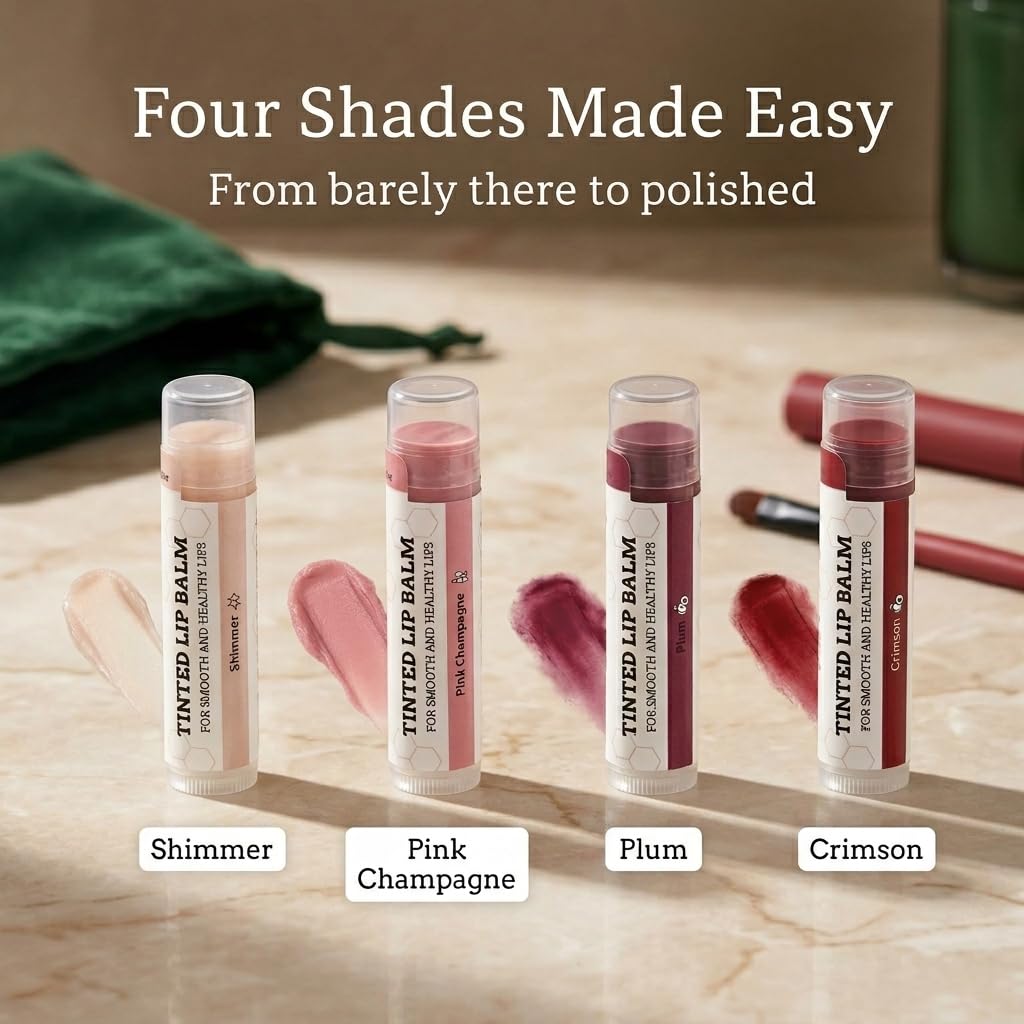 Earth’s Daughter Tinted Lip Balm Made With Organic Beeswax and Coconut Oil (4-pack)