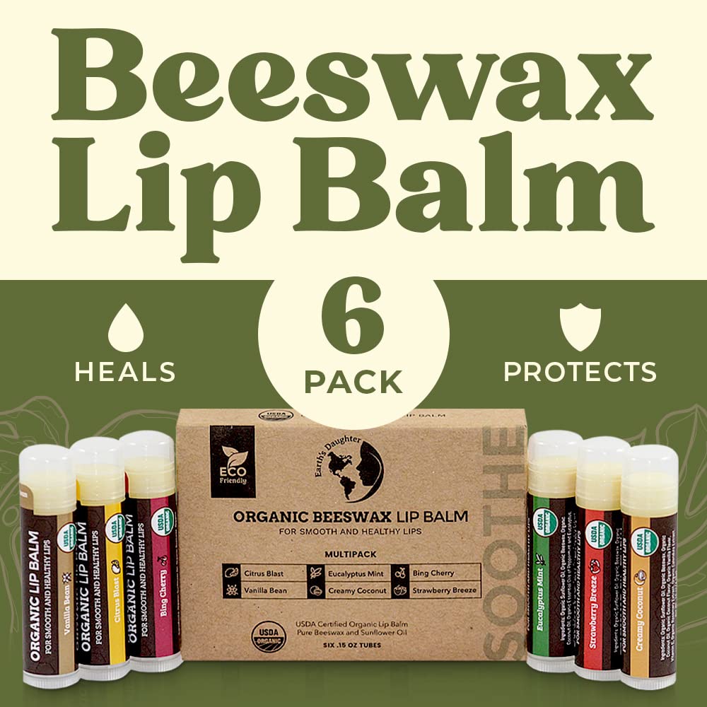 Earth's Daughter Organic Lip Balm (Variety 6-Pack)
