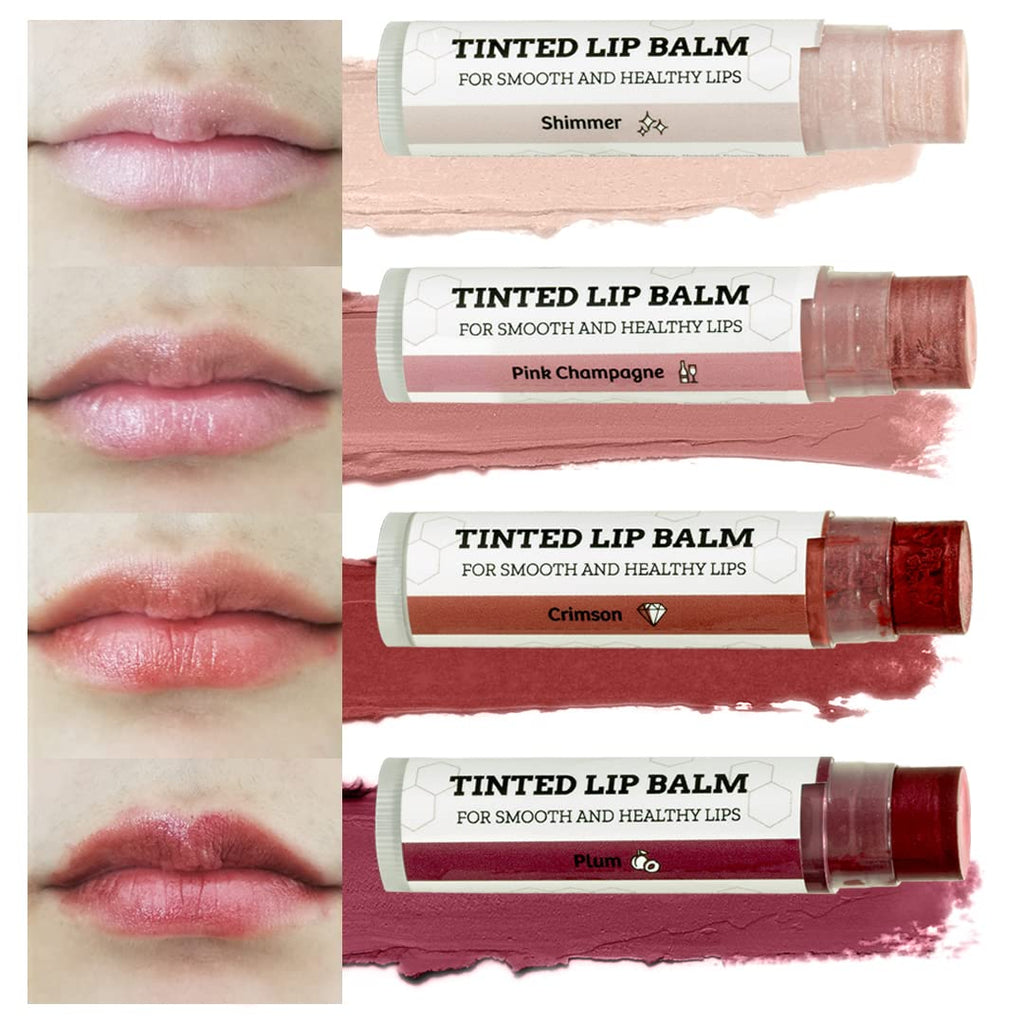 Earth’s Daughter Tinted Lip Balm Made With Organic Beeswax and Coconut Oil (4-pack)