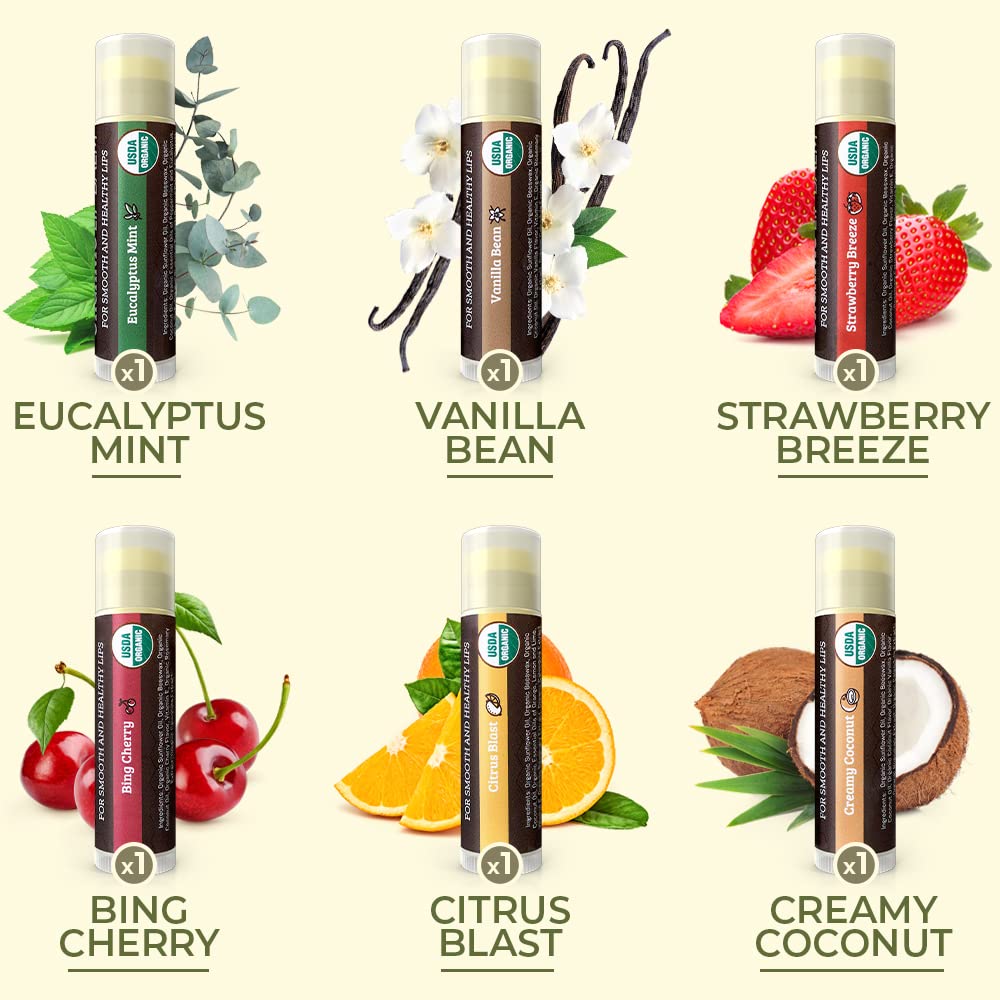 Earth's Daughter Organic Lip Balm (Variety 6-Pack)