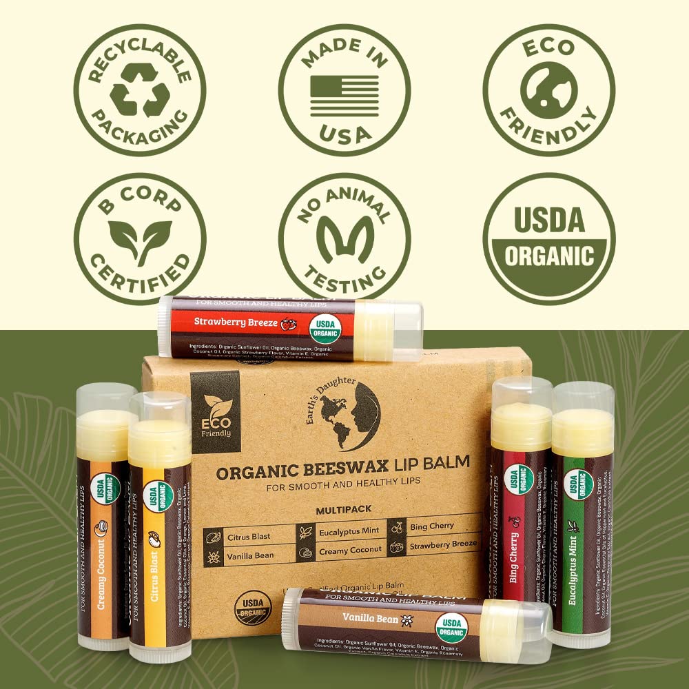 Earth's Daughter Organic Lip Balm (Variety 6-Pack)