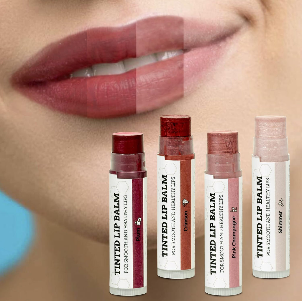 Earth’s Daughter Tinted Lip Balm Made With Organic Beeswax and Coconut Oil (4-pack)